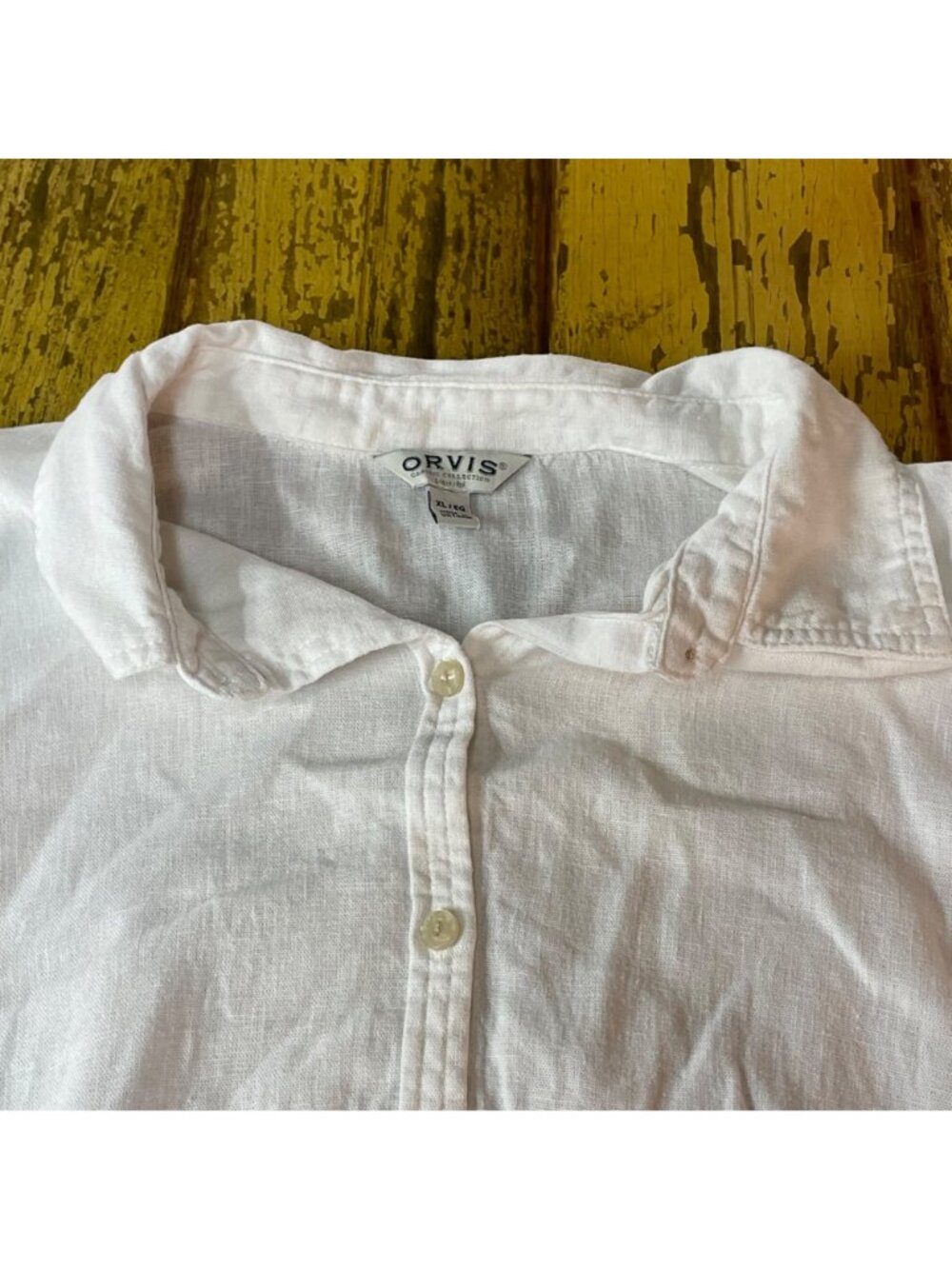 Orvis Linen Blend Button Up Shirt Sz XL Coastal Minimalist Quiet Luxury Capsule - Picture 3 of 5